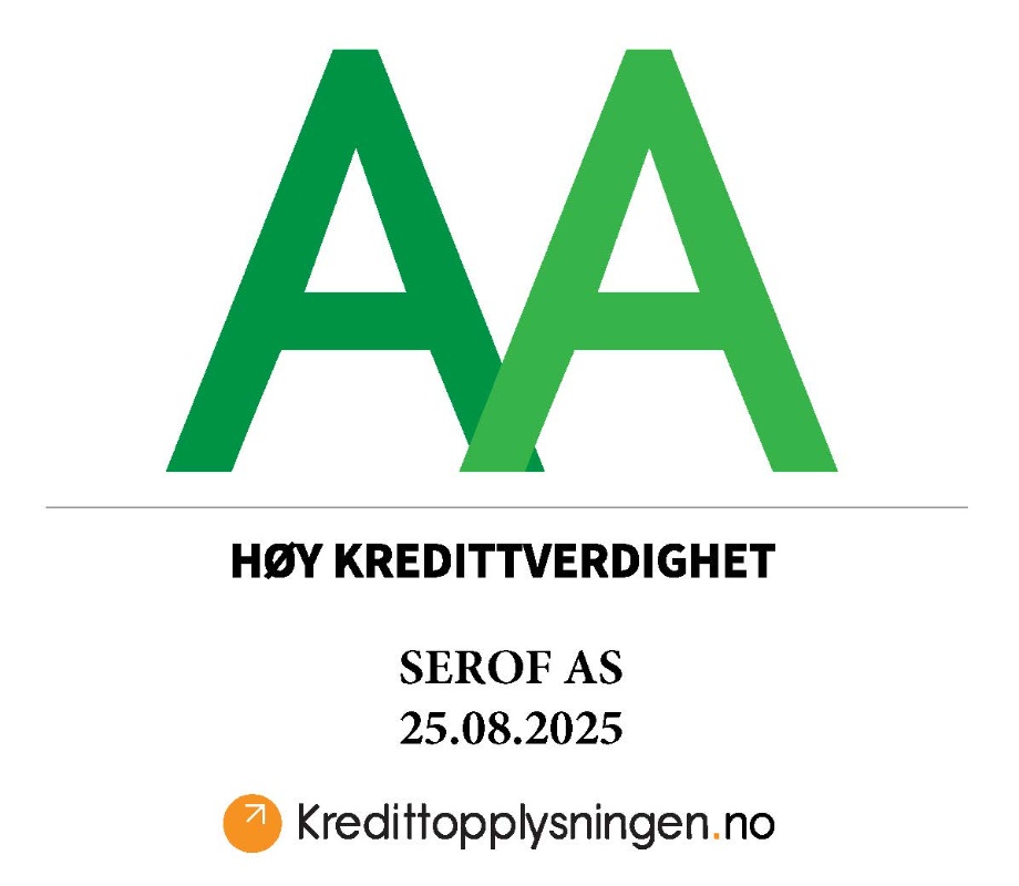 AA - høy kredittverdighet. Serof AS, 25. august 2025.